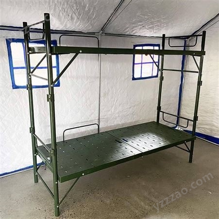便携式救灾对折式上下床野外帐篷高低上下铺800型双层钢塑折叠床
